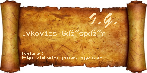 Ivkovics Gáspár névjegykártya